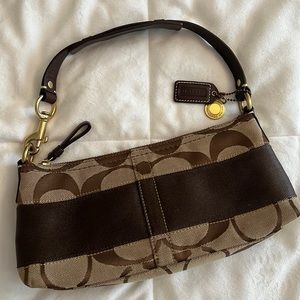 COACH BROWN SIGNATURE JACQUARD PURSE/CLUTCH EUC